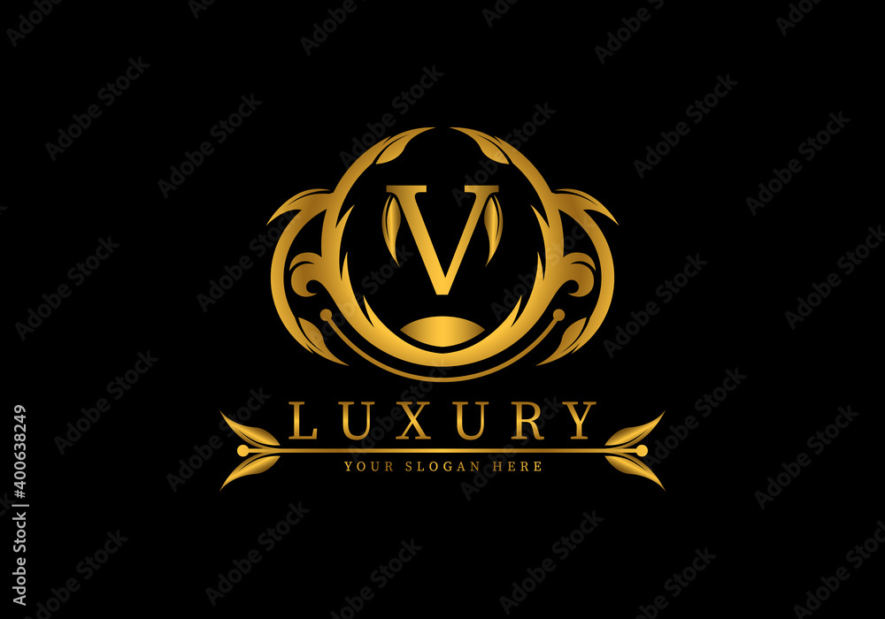 Fototapeta premium Letter V Luxury Logo template vector for brand, company or fashion.