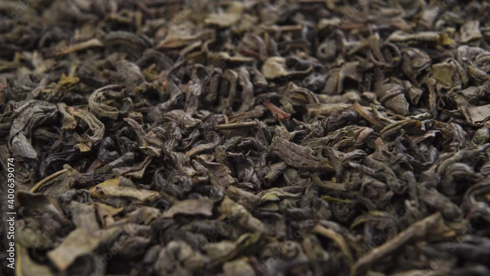 Dried herbal tea leaves close up. Macro. Dolly Shot Dried herbal tea leaves close up. Macro. Dolly Shot