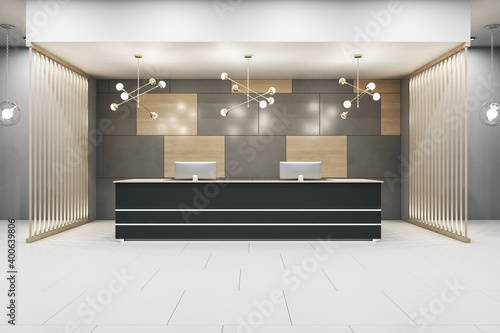 Contemporary office hall with reception desk