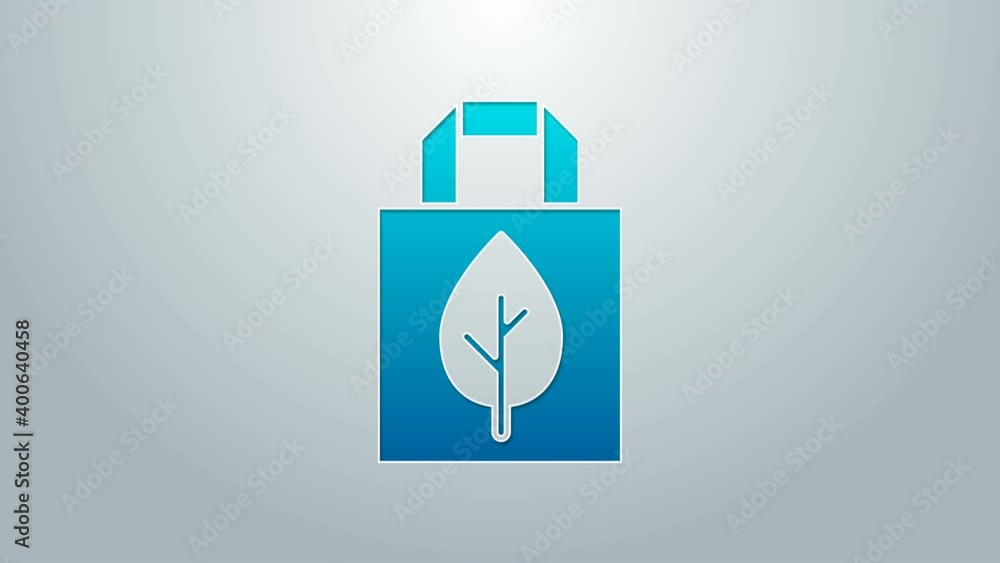 Blue line Paper shopping bag with recycle icon isolated on grey background. Bag with recycling symbol. 4K Video motion graphic animation Blue line Paper shopping bag with recycle icon isolated on grey background. Bag with recycling symbol. 4K Video motion graphic animation
