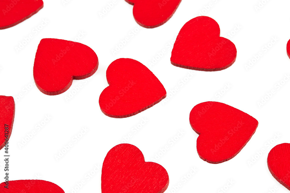 red wooden hearts isolated on white background red wooden hearts isolated on white background