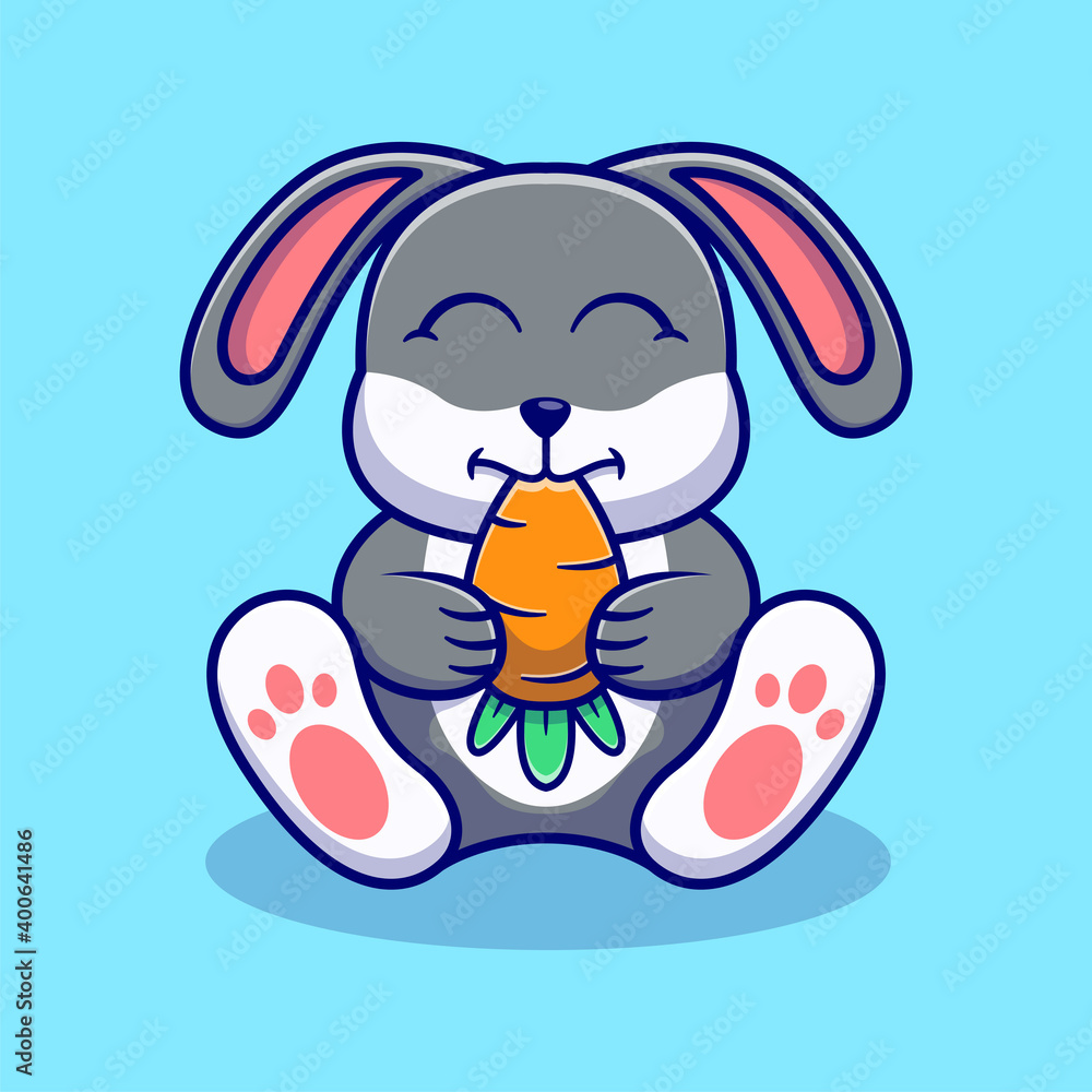 Illustration vector graphic of Cute Rabbit eats carrot. Illustration vector graphic of Cute Rabbit eats carrot.