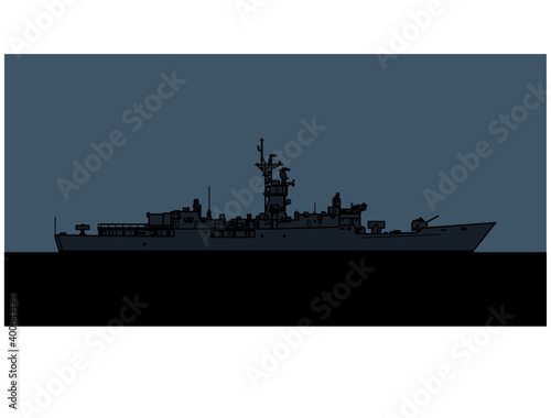 US Navy Knox class frigate. Vector image for illustrations and infographics.