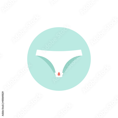 Spotting on woman panties icon. Flat vector illustration icon isolated on white background.