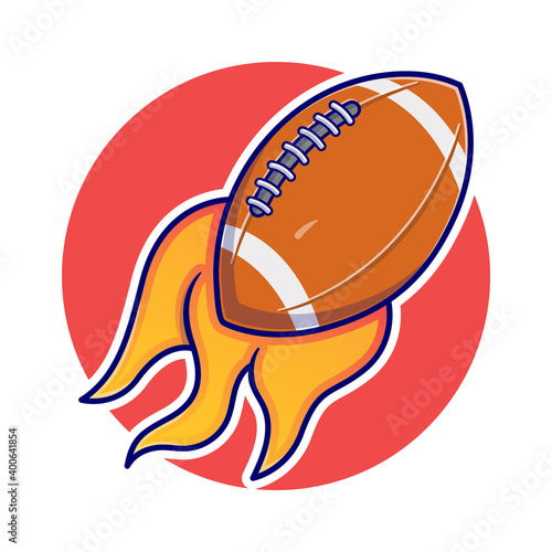 Illustration vector graphic of American Ball with Rugby ball on fire