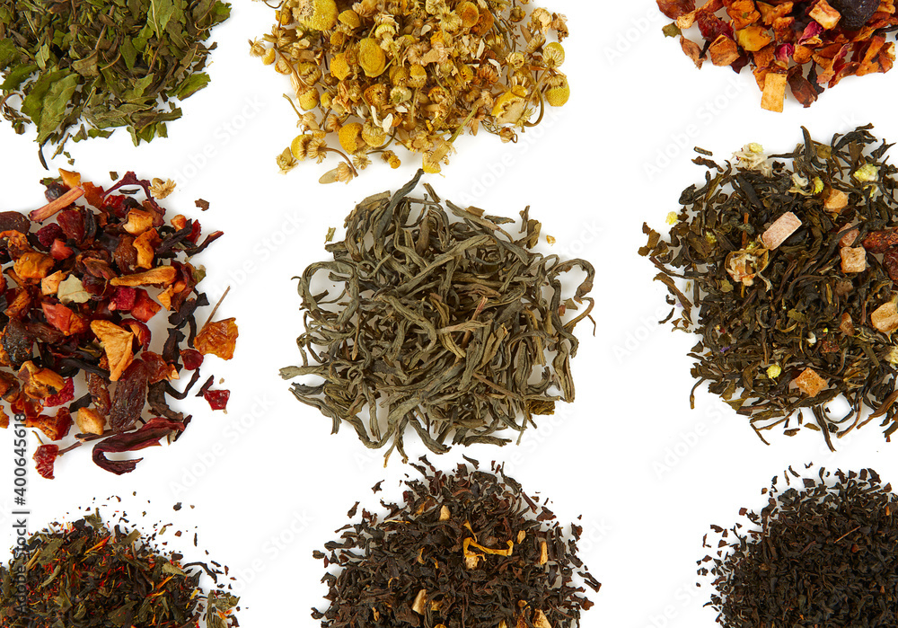 Fototapeta premium assortment of tea isolated on white background
