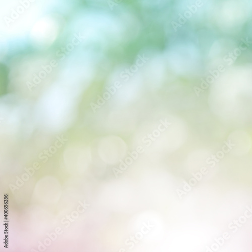 Blue light leaves blurred and blur natural abstract. Effect sunlight  soft bright shiny style  bokeh circle yellow and orange blurry morning . For wallpaper backdrop and background.  © wilawan