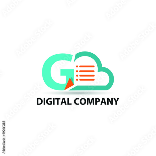 Data base storage initial letter G logo concept with cloud and document paper for technology concept  vector design logotype