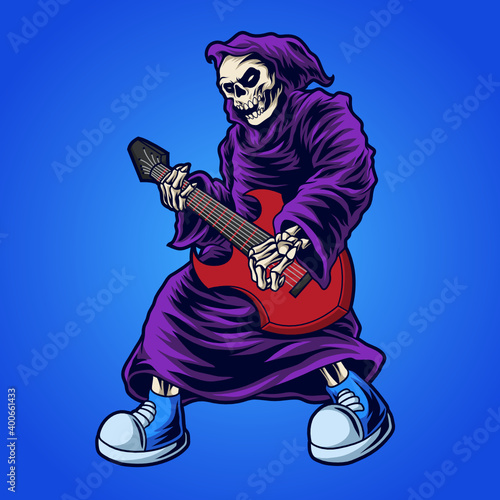 Grim reaper playing guitar
