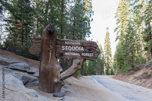 Sequoia National Park sign at the entrance, California, USA