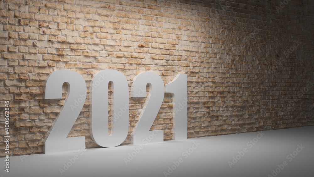 custom made wallpaper toronto digital2021 year on brick wall [4k image]