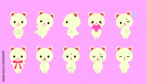 白くまイラスト素材 : white bear illustration material