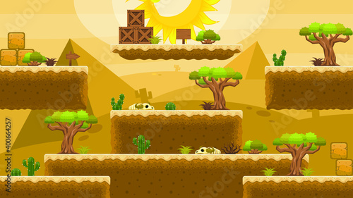 Desert side scrolling platformer game tileset