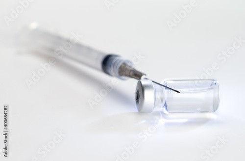 Covid 19 Vaccine pandemic safety on sterile white table