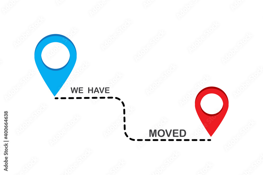 Flat we have moved for site design. City illustration. We have moved. Shop local. Stock image. Flat we have moved for site design. City illustration. We have moved. Shop local. Stock image.