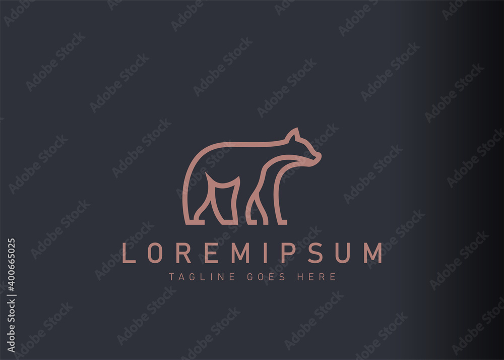 Obraz premium Line bear logo design. Icon vector illustration of simply bear. Modern logo design with line art style.