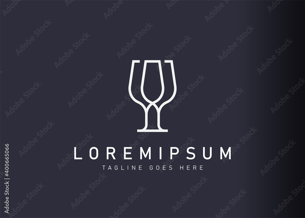 Wine glass logo design template. Icon vector illustration of stand ...