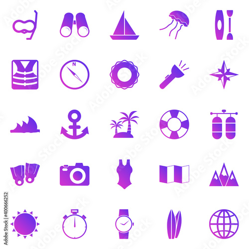 Diving gradient icons on white background