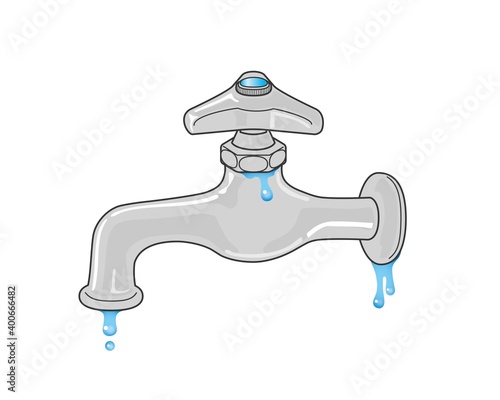 蛇口 イラスト 横向き 単水栓 水漏れ ポタポタ 