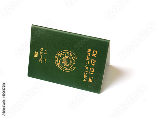 Republic of Korea passport isolated white background.
