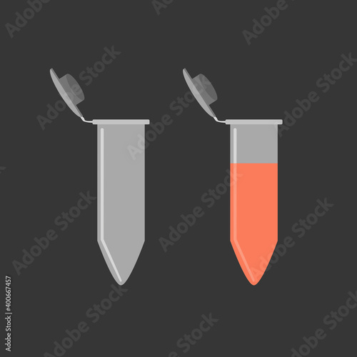 Vector illustration of empty and filled eppendorf tube.
