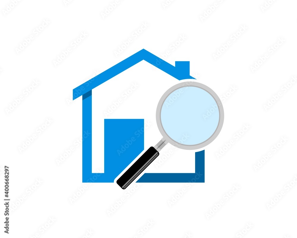 Simple house with magnifying glass inside Simple house with magnifying glass inside