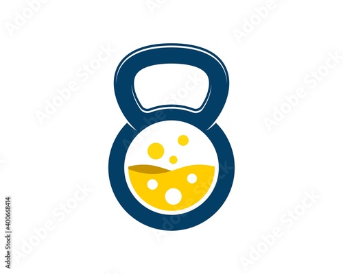 Gym kettle bell with liquid nutrition inside