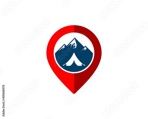 Free Download Pin location with tent camping and house - GFXLoad