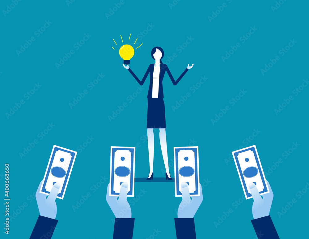 Businesswoman selling the ideas. Presentation business concept Businesswoman selling the ideas. Presentation business concept