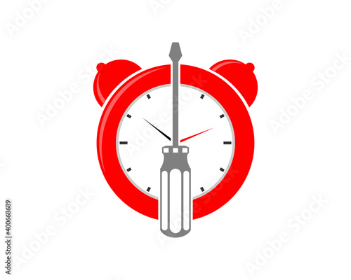 Clock time with screwdriver in the middle