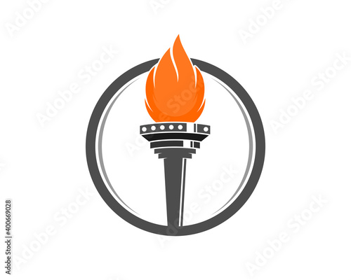 Torch fire flame inside the circle logo