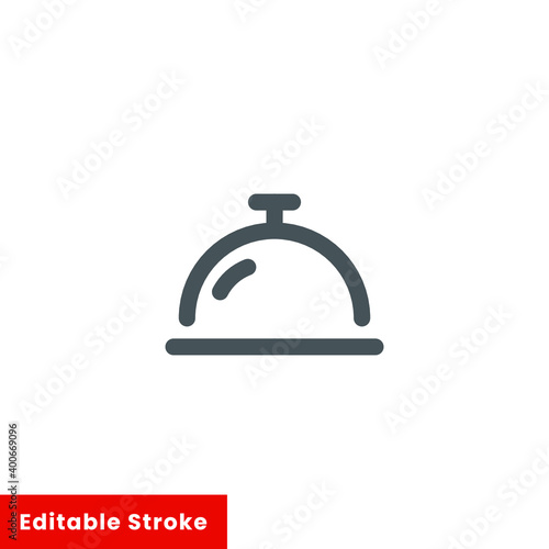 Alarm, bell, hotel, reception, ring, service icon, line style. Hotel reception bell to get other's attention. Editable stroke vector illustration EPS 10