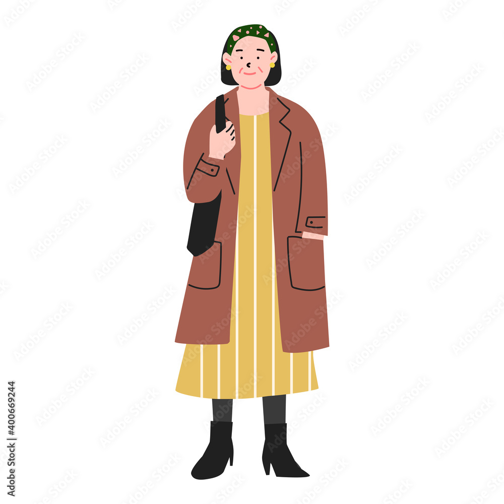 fashionable elderly woman. Vector illustration
