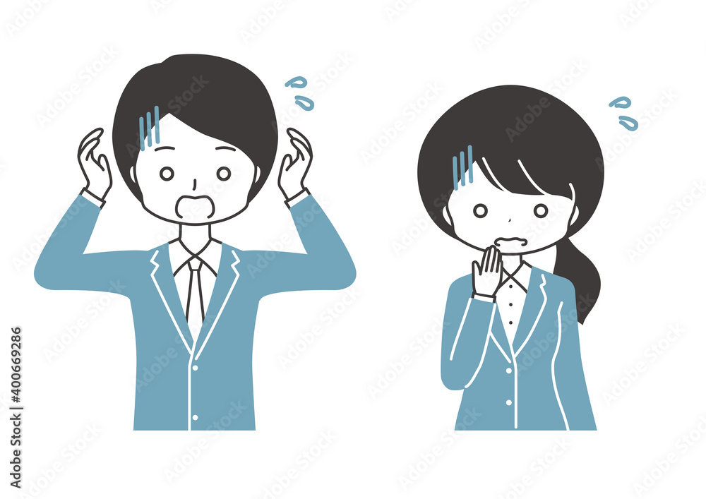 ビジネス　会社員　慌てる　[上半身]