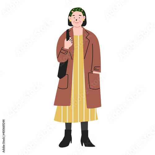 fashionable elderly woman. Vector illustration 