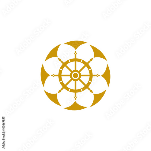 steering wheel gold logo design