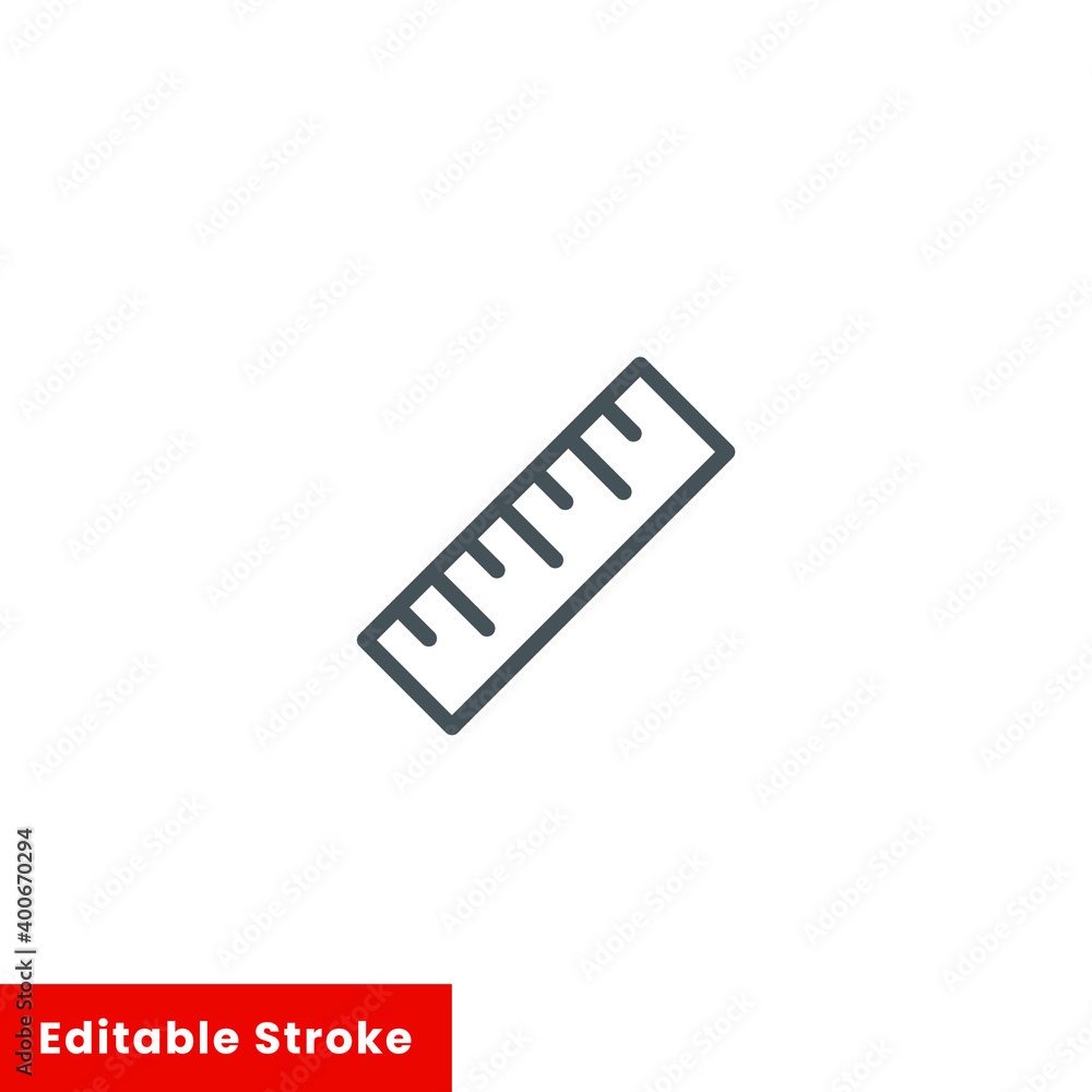 Measure, ruler, tool icon, line style. Ruler measuring tool used to outline straight lines and to measure an object.Vector illustration. Design on white background. Editable stroke EPS 10 Measure, ruler, tool icon, line style. Ruler measuring tool used to outline straight lines and to measure an object.Vector illustration. Design on white background. Editable stroke EPS 10