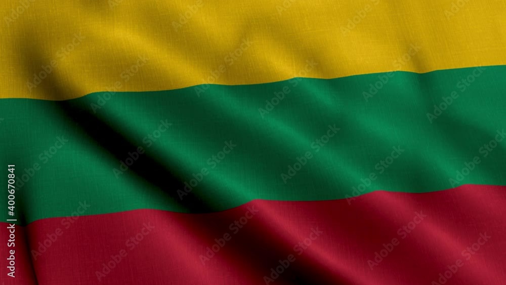 Lithuania Satin Flag. Waving Fabric Texture of the Flag of Lithuania, Real Texture Waving Flag of the Lithuania. 4K Video Lithuania Satin Flag. Waving Fabric Texture of the Flag of Lithuania, Real Texture Waving Flag of the Lithuania. 4K Video