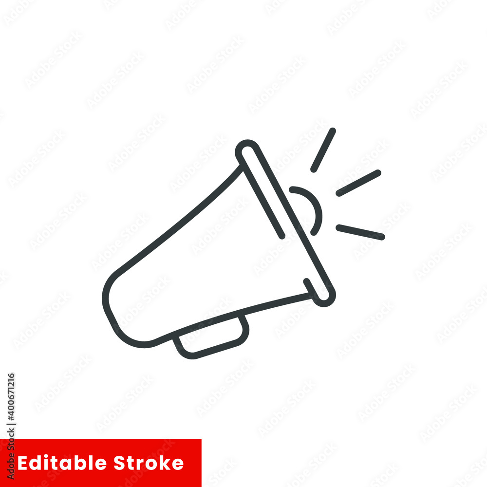 Megaphone icon. speaker, simple sign, thin line web symbol on white background - editable stroke vector illustration eps10 Megaphone icon. speaker, simple sign, thin line web symbol on white background - editable stroke vector illustration eps10