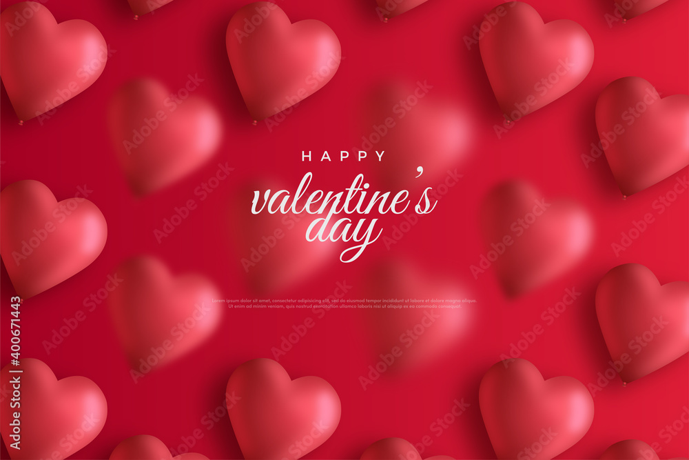 Valentine day background with love balloons on red background