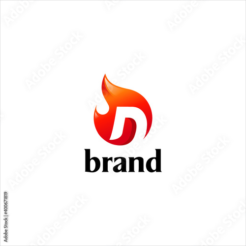 fire roasted letter D logo concept for food business
