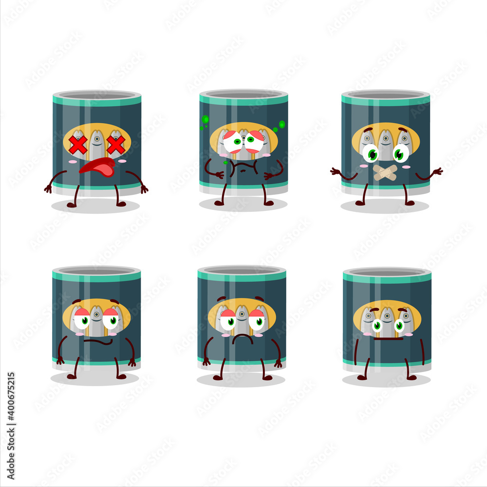 Can of sardines cartoon character with nope expression Can of sardines cartoon character with nope expression