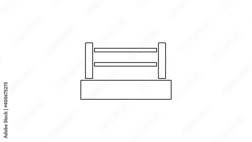 Black line Boxing ring icon isolated on white background. 4K Video motion graphic animation Black line Boxing ring icon isolated on white background. 4K Video motion graphic animation