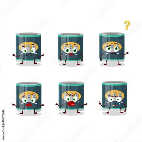 Cartoon character of can of sardines with what expression