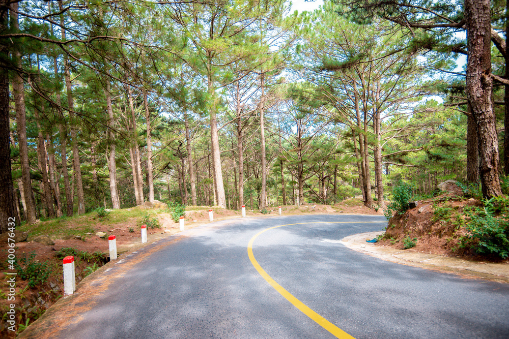 Obraz premium road to the top of langbiang mountain