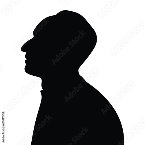 Old man silhouette vector, black and white people.