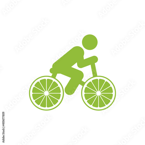 Bike with wheels made from round slices of lime. Bike lime nature vector illustration