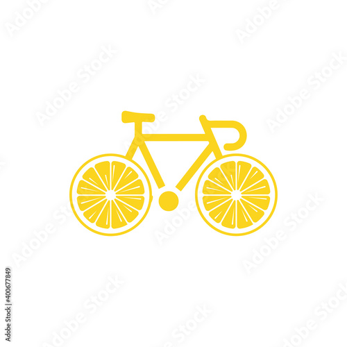 Bike with wheels made from round slices of lemon Bike lemon nature vector illustration