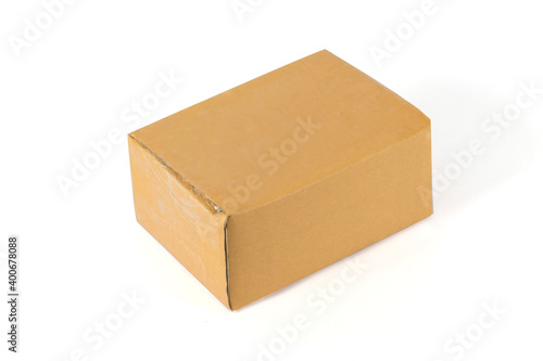 Boxes for used parcel delivery packaging on white background © watchara