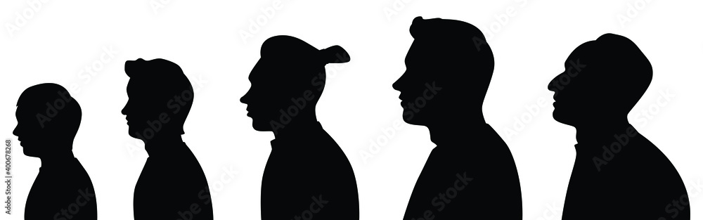 Set of men silhouette vector, black and white people. Stock Vector ...